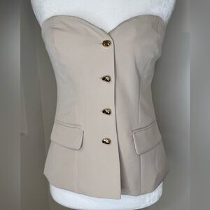 NWT Sincerely Jules Strapless Gold Button Front Corset Top Beige Size M